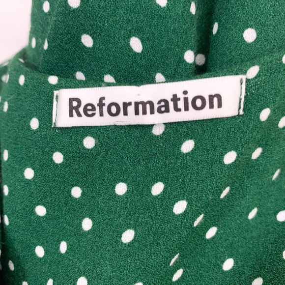 Reformation Avalon Green Polka Dot‎ Midi Dress Size 10 - Picture 6 of 7